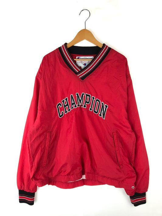 【中古品】【メンズ】 Champion チャンピオン LOGO NYLON PULLOVER ロゴ ナイロンプルオーバー 146-240919-hi-11-tag サイズ：M カラー：レッド 万代Net店