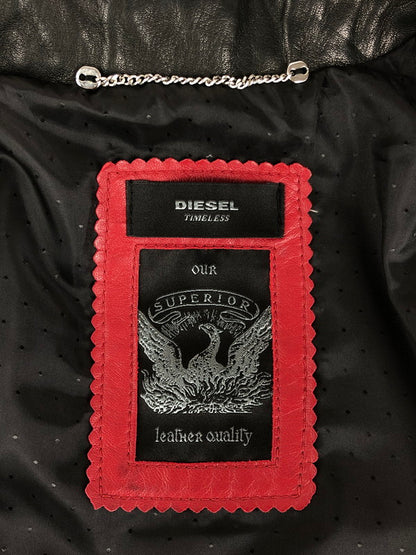 【中古品】【メンズ】 DIESEL ディーゼル TIMELESS SUPERIOR LAMB LEATHER DOUBLE RIDERS JACKET タイムレス スペリオール ラムレザー ダブルライダースジャケット アウター 141-240924-mo-06-tag カラー：ブラック 万代Net店