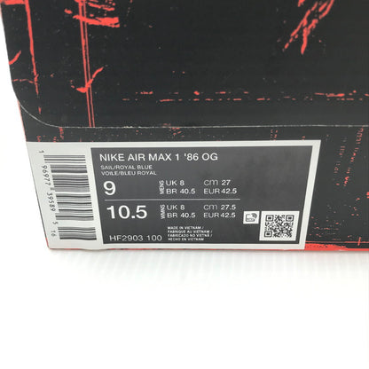 【中古品】【メンズ】 NIKE ナイキ AIR MAX 1 86 OG HF2903-100 エア マックス 1 86 オリジナル スニーカー 靴 160-240926-yk-11-tag サイズ：27cm / US 9 カラー：SAIL/ROYAL BLUE 万代Net店