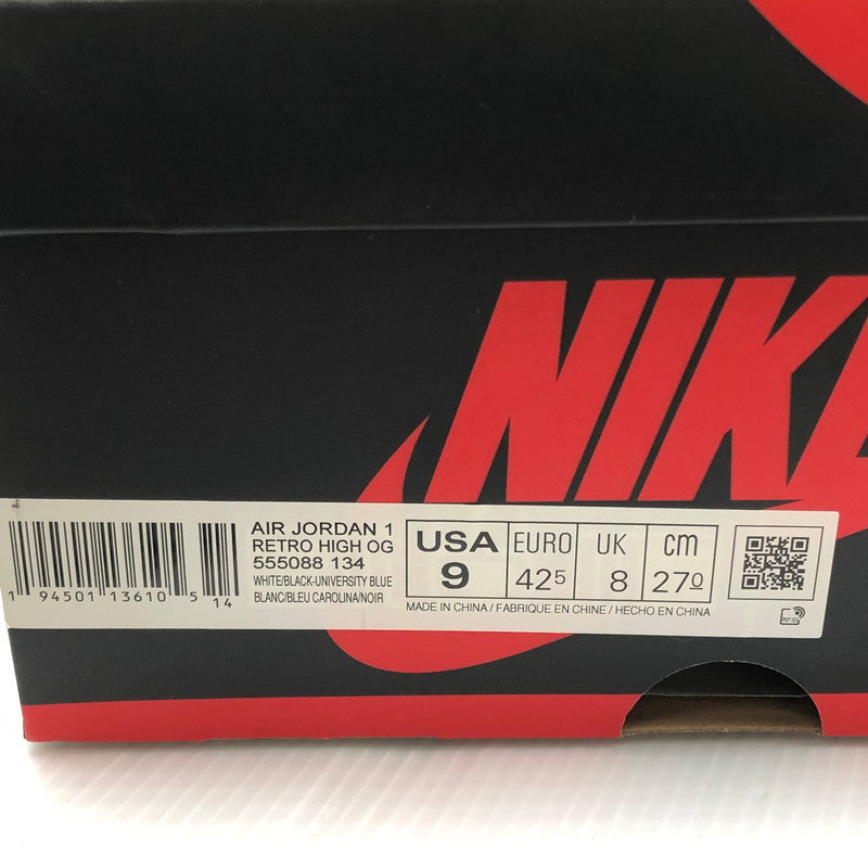 【中古美品】【メンズ】 NIKE ナイキ AIR JORDAN 1 RETRO HIGH OG UNIVERSITY BLUE 555088-134 エア ジョーダン 1 レトロ ハイ オリジナル ユニバーシティーブルー スニーカー 靴 160-240929-mo-03-tag サイズ：27cm US9 カラー：WHITE/BLACK-UNIVERSITY BLUE 万代Net店