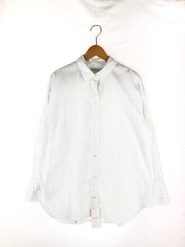 【レディース】  NOBLE ノーブル STRIPED SHIRT 23-050-240-6030-1-0 ストライプシャツ 長袖 トップス 170-241002-mo-04-tag サイズ：F カラー：ホワイト 万代Net店