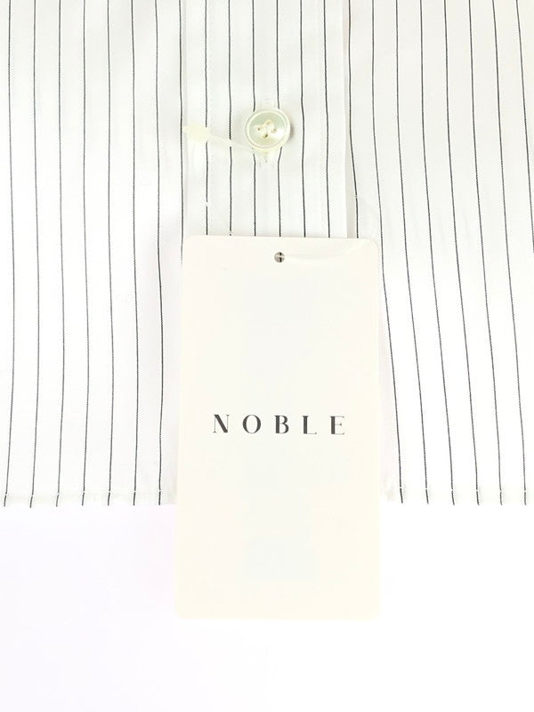 【レディース】  NOBLE ノーブル STRIPED SHIRT 23-050-240-6030-1-0 ストライプシャツ 長袖 トップス 170-241002-mo-04-tag サイズ：F カラー：ホワイト 万代Net店