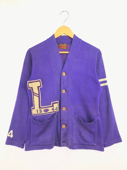 【現状渡し品】【メンズ】 O'SHEA KNITTING MILLS オーシャ ニッティング ミルズ 40's LETTERED CARDIGAN 40年代 レタード カーディガン トップス ヴィンテージ 146-260820-rt-01-tag サイズ：38 カラー：パープル 万代Net店