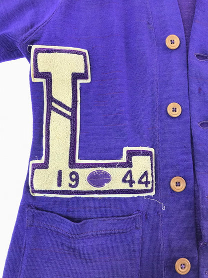 【現状渡し品】【メンズ】 O'SHEA KNITTING MILLS オーシャ ニッティング ミルズ 40's LETTERED CARDIGAN 40年代 レタード カーディガン トップス ヴィンテージ 146-260820-rt-01-tag サイズ：38 カラー：パープル 万代Net店