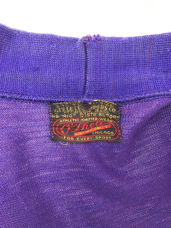 【現状渡し品】【メンズ】 O'SHEA KNITTING MILLS オーシャ ニッティング ミルズ 40's LETTERED CARDIGAN 40年代 レタード カーディガン トップス ヴィンテージ 146-260820-rt-01-tag サイズ：38 カラー：パープル 万代Net店