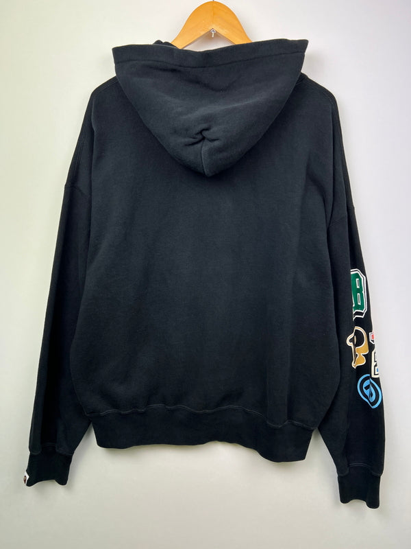 【中古品】【メンズ】 A BATHING APE アベイシングエイプ MULTI FONTS LOOSE FIT PULLOVER HOODIE 001PPI301001M マルチフォント ルーズフィット プルオーバーフーディー トップス パーカー 142-260710-kk-05-hon サイズ：M カラー：ブラック 万代Net店