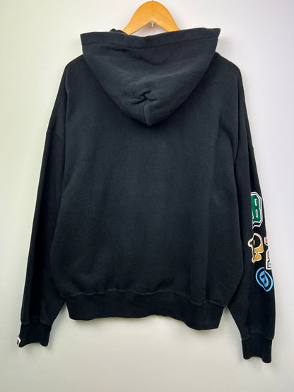【中古品】【メンズ】 A BATHING APE アベイシングエイプ MULTI FONTS LOOSE FIT PULLOVER HOODIE 001PPI301001M マルチフォント ルーズフィット プルオーバーフーディー トップス パーカー 142-260710-kk-05-hon サイズ：M カラー：ブラック 万代Net店