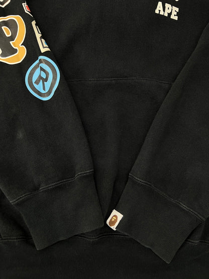 【中古品】【メンズ】 A BATHING APE アベイシングエイプ MULTI FONTS LOOSE FIT PULLOVER HOODIE 001PPI301001M マルチフォント ルーズフィット プルオーバーフーディー トップス パーカー 142-260710-kk-05-hon サイズ：M カラー：ブラック 万代Net店