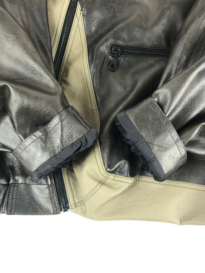 【中古品】【メンズ】  NUTEMPEROR ナットエンペラー SPLICING VEGAN LEATHER JACKET スプライシングヴィーガンレザージャケット ライトアウター 141-241002-hi-02-tag サイズ：2 カラー：ブラウン 万代Net店