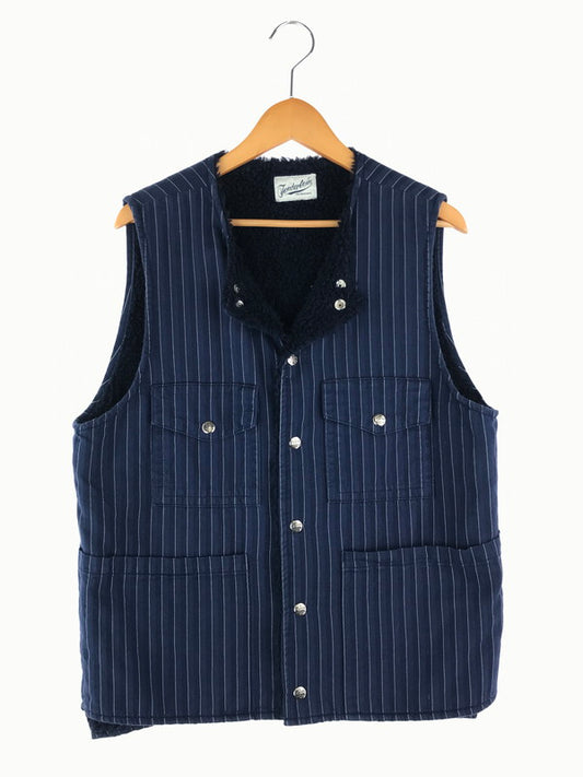 【中古】【メンズ】 TENDERLOIN テンダーロイン T-VEST SO 裏ボア ストライプベスト ライトアウター 142-241009-hi-07-tag サイズ：S カラー：ネイビー 万代Net店