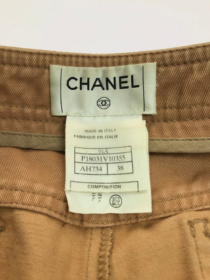 【中古品】【レディース】 CHANEL シャネル 01AW FRILLED PANTS P18031V10355 裾フレア フリルパンツ ココマーク イタリア製 152-250115-hi-30-tag サイズ：38 カラー：ブラウン 万代Net店