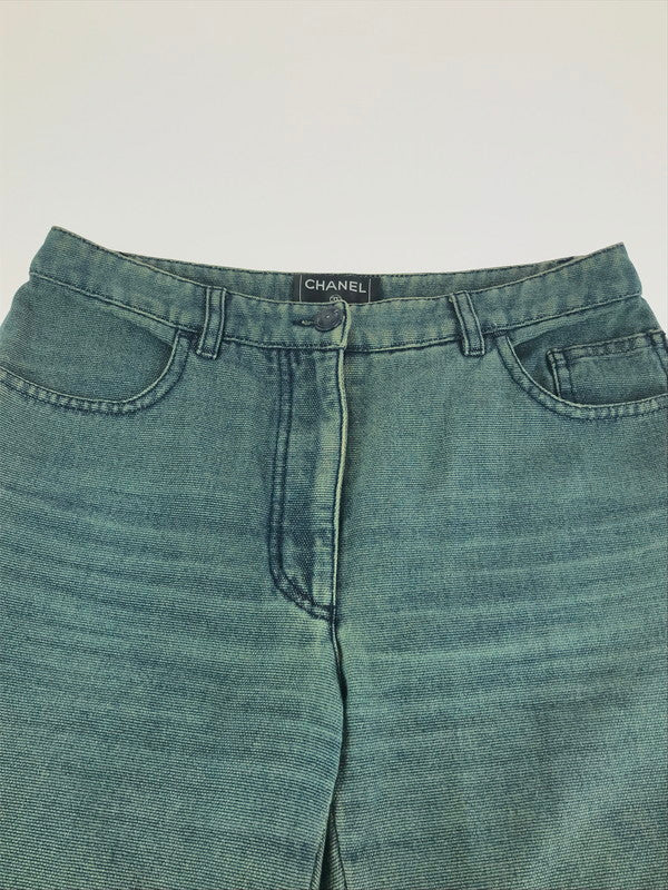 【中古品】【レディース】 CHANEL シャネル RHINESTONE DENIM PANTS P17258V09672 ココマーク ラインストーン デニムパンツ ボトムス 168-241117-mo-20-tag サイズ：36 カラー：ブルー系 万代Net店