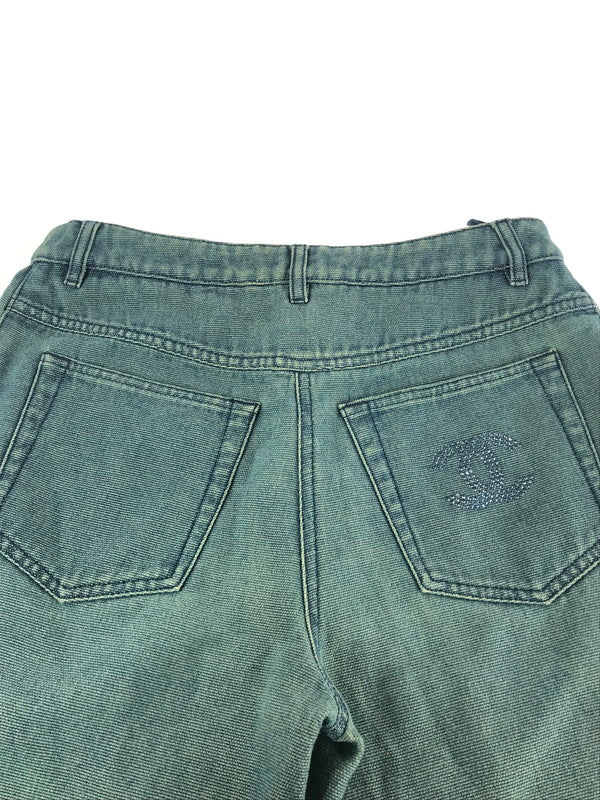 【中古品】【レディース】 CHANEL シャネル RHINESTONE DENIM PANTS P17258V09672 ココマーク ラインストーン デニムパンツ ボトムス 168-241117-mo-20-tag サイズ：36 カラー：ブルー系 万代Net店