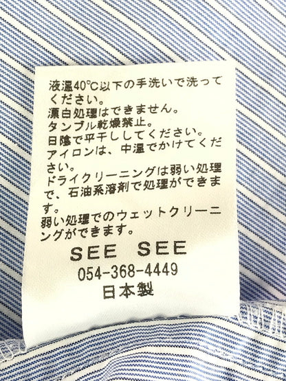 【中古品】【メンズ】  SEE SEE シーシー STRIPE SHIRT ストライプシャツ 長袖 トップス 140-241017-mo-11-tag サイズ：1 カラー：ブルー 万代Net店