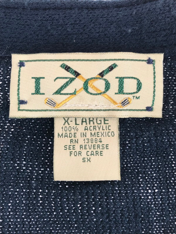 【現状渡し品】【メンズ】  IZOD アイゾッド ACRYLIC CARDIGAN メキシコ製 アクリルカーディガン トップス 146-241023-mo-04-tag サイズ：XL カラー：ネイビー 万代Net店