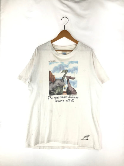 【中古品】【メンズ】  LOGOTEL ロゴテル 90’s THE FAR SIDE DINOSAUR TEE ファーサイド ダイナソー Tシャツ トップス 146-241016-yk-06-tag サイズ：L カラー：WHITE 万代Net店