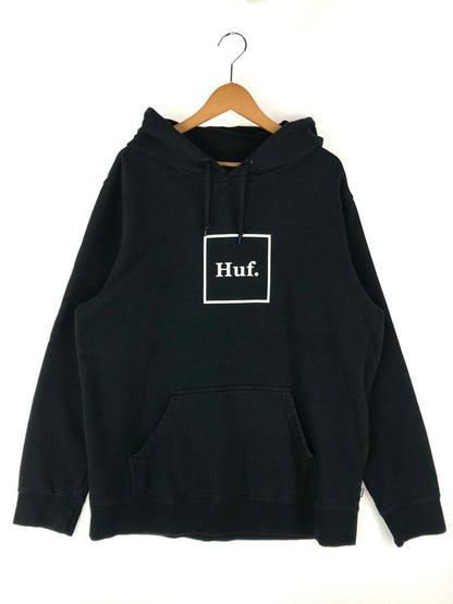 【中古品】【メンズ】 HUF ハフ ESSENTIALS BOX LOGO PULLOVER HOODIE エッセンシャルズ ボックスロゴ プルオーバー フーディトップス 142-241017-mo-18-tag サイズ：XL カラー：ブラック 万代Net店