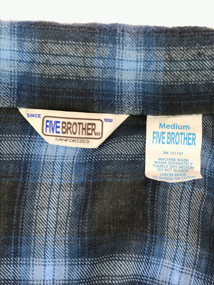 【中古品】【メンズ】 FIVE BROTHER ファイブブラザー OMBRE CHECK COTTON SHIRTS オンブレチェック コットンシャツ 長袖 トップス 145-241023-mo-05-tag サイズ：M カラー：ブラック/ブルー 万代Net店