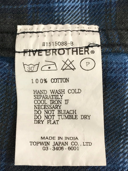 【中古品】【メンズ】 FIVE BROTHER ファイブブラザー OMBRE CHECK COTTON SHIRTS オンブレチェック コットンシャツ 長袖 トップス 145-241023-mo-05-tag サイズ：M カラー：ブラック/ブルー 万代Net店