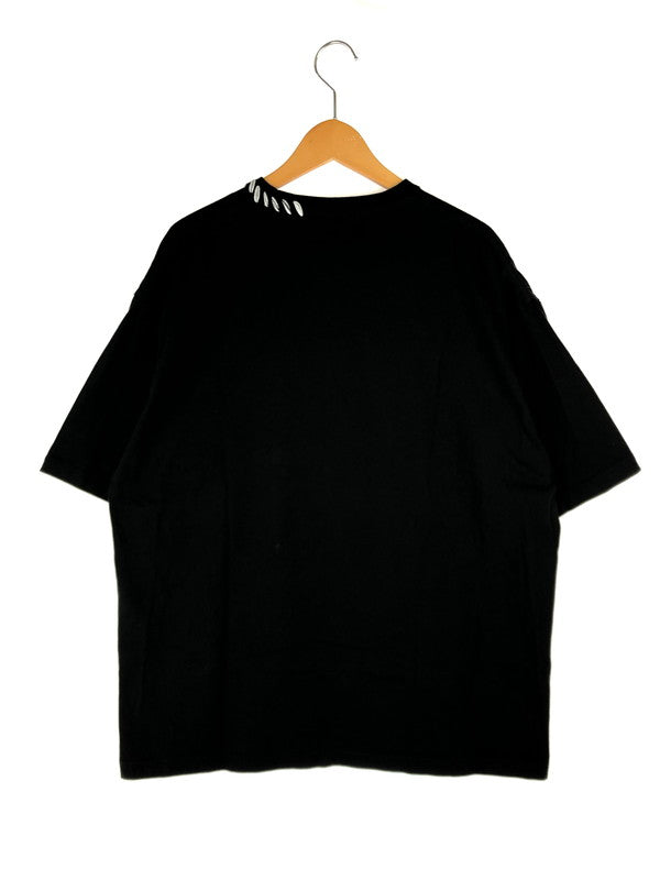 【中古美品】【メンズ】  MAISON SPECIAL メゾンスペシャル HAND-PRINTED OVERSIZED STITCHED CREW NECK T-SHIRT 11241411207 ハンドプリント オーバーサイズ ステッチクルーネックTシャツ 半袖Tシャツ 140-241023-hi-11-tag サイズ：2 カラー：ブラック 万代Net店