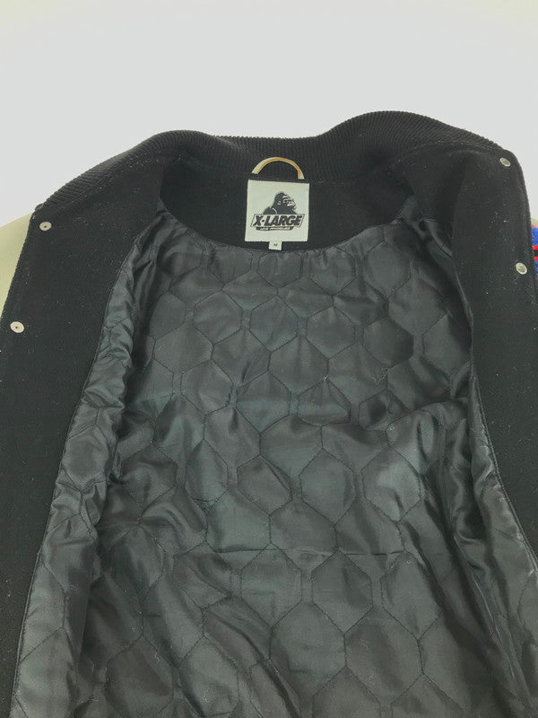 【中古品】【メンズ】 XLARGE エクストララージ STADIUM JACKET 0173520 袖レザー切替 スタジアムジャケット アウター スタジャン 142-241020-mo-11-tag サイズ：M カラー：ブラック 万代Net店