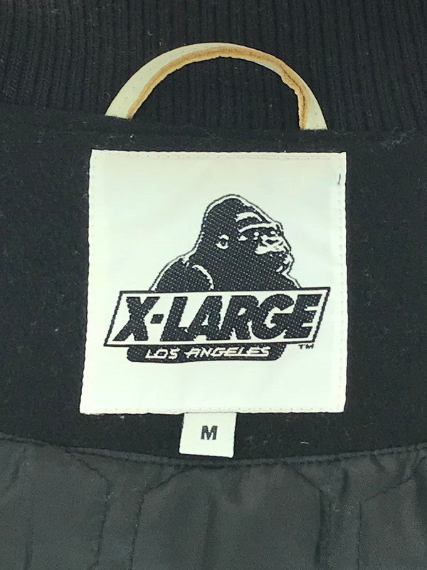 【中古品】【メンズ】 XLARGE エクストララージ STADIUM JACKET 0173520 袖レザー切替 スタジアムジャケット アウター スタジャン 142-241020-mo-11-tag サイズ：M カラー：ブラック 万代Net店