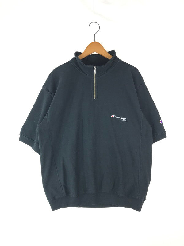 【中古品】【メンズ】  CHAMPION チャンピオン × WIND AND SEA ウィンダンシー S/S HALF ZIP SWEATSHIRT C8-Z022 ショートスリーブ ハーフジップ スウェットシャツ トップス 142-241020-mo-10-tag サイズ：L カラー：ブラック 万代Net店