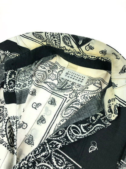 【現状渡し品】【メンズ】 MARTIN MARGIELA マルタンマルジェラ 12SS BANDANA LONG SLEEVE SHIRT 再構築 バンダナ ロングスリーブシャツ 長袖シャツ MAISON MARGIELA 141-241023-hi-17-tag サイズ：44 カラー：ブラック/ホワイト 万代Net店