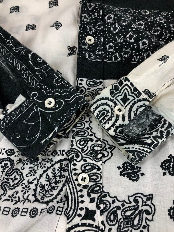 【現状渡し品】【メンズ】 MARTIN MARGIELA マルタンマルジェラ 12SS BANDANA LONG SLEEVE SHIRT 再構築 バンダナ ロングスリーブシャツ 長袖シャツ MAISON MARGIELA 141-241023-hi-17-tag サイズ：44 カラー：ブラック/ホワイト 万代Net店