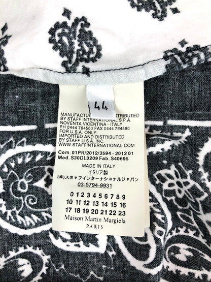 【現状渡し品】【メンズ】 MARTIN MARGIELA マルタンマルジェラ 12SS BANDANA LONG SLEEVE SHIRT 再構築 バンダナ ロングスリーブシャツ 長袖シャツ MAISON MARGIELA 141-241023-hi-17-tag サイズ：44 カラー：ブラック/ホワイト 万代Net店