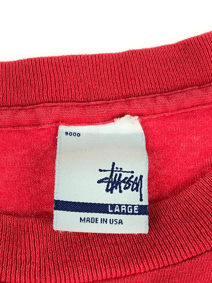 【中古品】【メンズ】 STUSSY ステューシー MONOGRAM SKATE MAN TEE モノグラム スケートマン Tシャツ 半袖 トップス 142-241027-mo-02-tag サイズ：L カラー：レッド 万代Net店