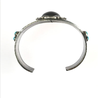 【中古品】【メンズ】  NAVAHO ナバホ族 J.LINKIN作 SV ストーンバングル シルバー アクセサリー 191-241027-hi-05-tag カラー：シルバー 万代Net店