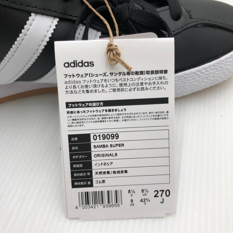 【中古美品】【メンズ】 adidas アディダス SAMBA SUPER 019099 サンバ スーパー スニーカー 靴 161-241108-hi-07-tag サイズ：27cm US 9 カラー：BLACK 万代Net店