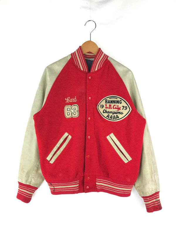 【中古】【メンズ】  ALLION アリオン AWARD JACKET アワードジャケット アウター  レザー切り替え スタジャン 146-241103-mo-17-tag サイズ：40 カラー：レッド 万代Net店