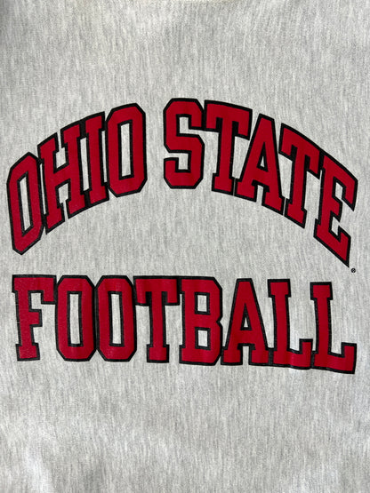 【中古品】【メンズ】 Champion チャンピオン90's REVERSE WEAVE CREWNECK SWEATSHIRT OHIO STATE FOOT BALL 90年代 リバースウィーブ クルーネックスウェットシャツ トップス トレーナー USA製 刺繍タグ 146-260710-kk-11-hon サイズ：XXL カラー：グレー 万代Net店