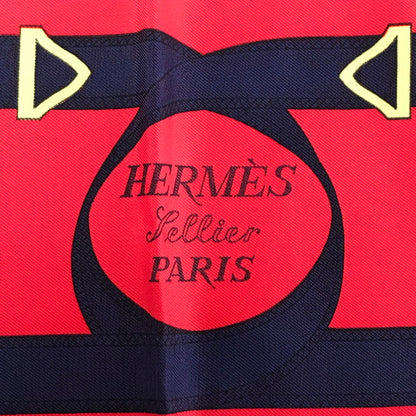 【中古品】【メンズ/レディース】 HERMES エルメス EPERON D'OR エペロン・ドー 黄金の拍車 シルクスカーフ 服飾雑貨 183-241115-yk-05-tag サイズ：カレ90 カラー：RED/NAVY 万代Net店