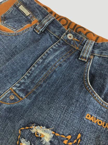 【中古】【メンズ】  DAVOUCCI ダヴォッチ BAGGY DENIM PANTS 刺繍入りバギーデニムパンツ ボトムス 153-241104-mo-05-tag サイズ：32 カラー：インディゴ 万代Net店