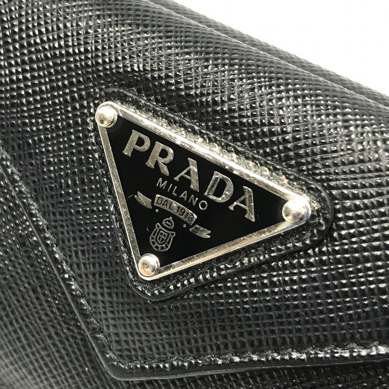 【中古品】【レディース】 PRADA プラダ サフィアーノトライアングル コンパクトウォレット 3つ折り財布 181-241218-yk-03-tag カラー：BLACK 万代Net店