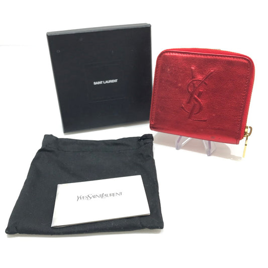 【中古品】【レディース】 YVES SAINT LAURENT イヴ・サンローラン コンパクトウォレット 二つ折り財布 コンパクトウォレット 181-241115-yk-02-tag カラー：レッド 万代Net店