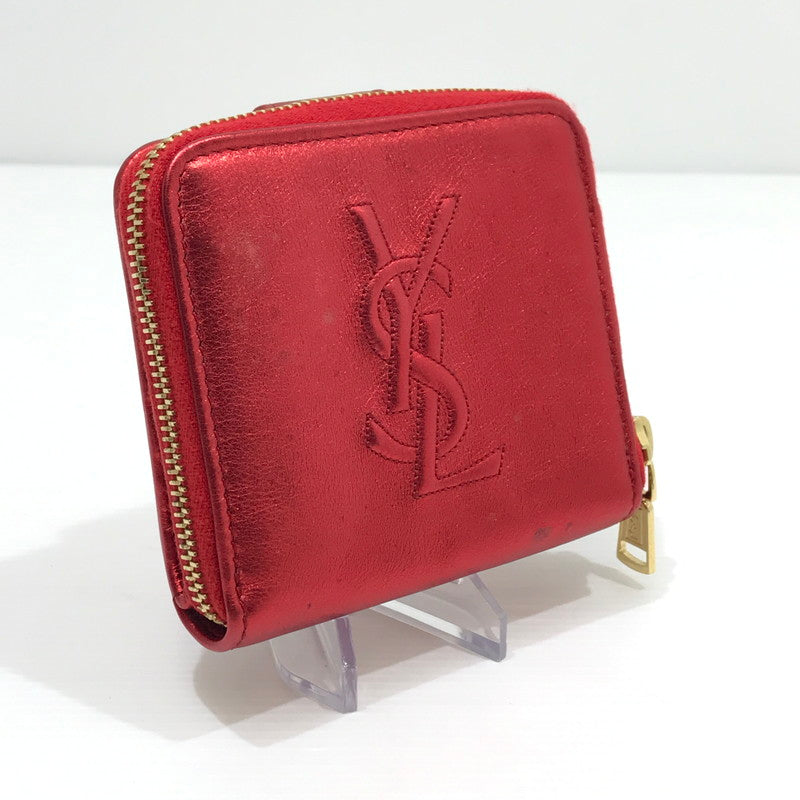 【中古品】【レディース】 YVES SAINT LAURENT イヴ・サンローラン コンパクトウォレット 二つ折り財布 コンパクトウォレット 181-241115-yk-02-tag カラー：レッド 万代Net店