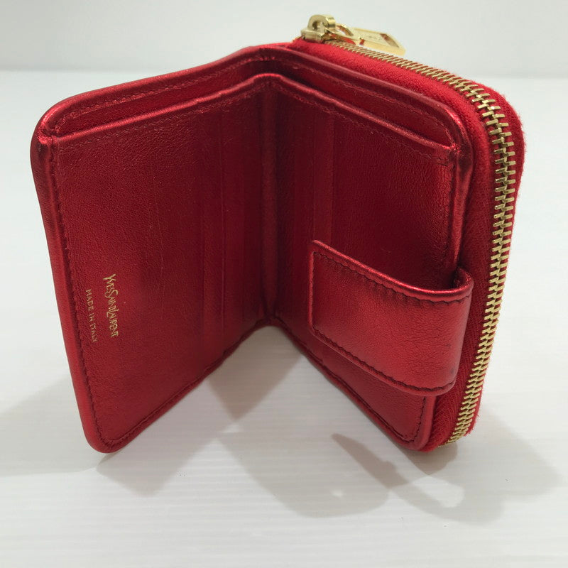 【中古品】【レディース】 YVES SAINT LAURENT イヴ・サンローラン コンパクトウォレット 二つ折り財布 コンパクトウォレット 181-241115-yk-02-tag カラー：レッド 万代Net店