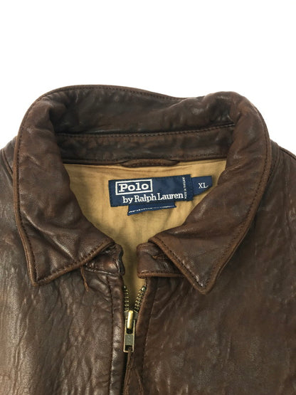 【現状渡し品】【メンズ】 POLO RALPH LAUREN ポロ・ラルフローレン 90's LEATHER JACKET 90年代 レザージャケット アウター 146-250216-na-02-tag サイズ：XL カラー：ブラウン 万代Net店