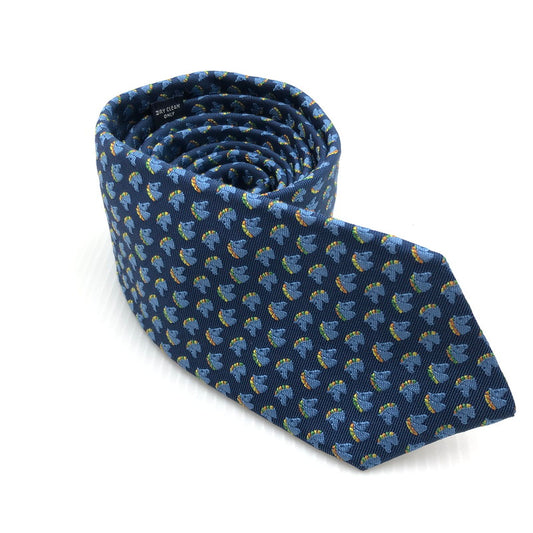 【中古品】【メンズ】 HERMES エルメス 339284T SILK TIE シルクネクタイ シュバル ホース 服飾雑貨 スーツ用小物 183-241119-na-01-tag カラー：ブルー 万代Net店