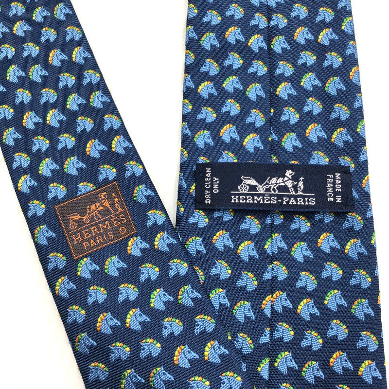 【中古品】【メンズ】 HERMES エルメス 339284T SILK TIE シルクネクタイ シュバル ホース 服飾雑貨 スーツ用小物 183-241119-na-01-tag カラー：ブルー 万代Net店