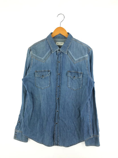 【中古品】【メンズ】 SAINT LAURENT サンローラン DENIM WESTERN SHIRT デニムウエスタンシャツ 長袖 トップス 141-250106-mo-11-tag サイズ：L カラー：ブルー 万代Net店