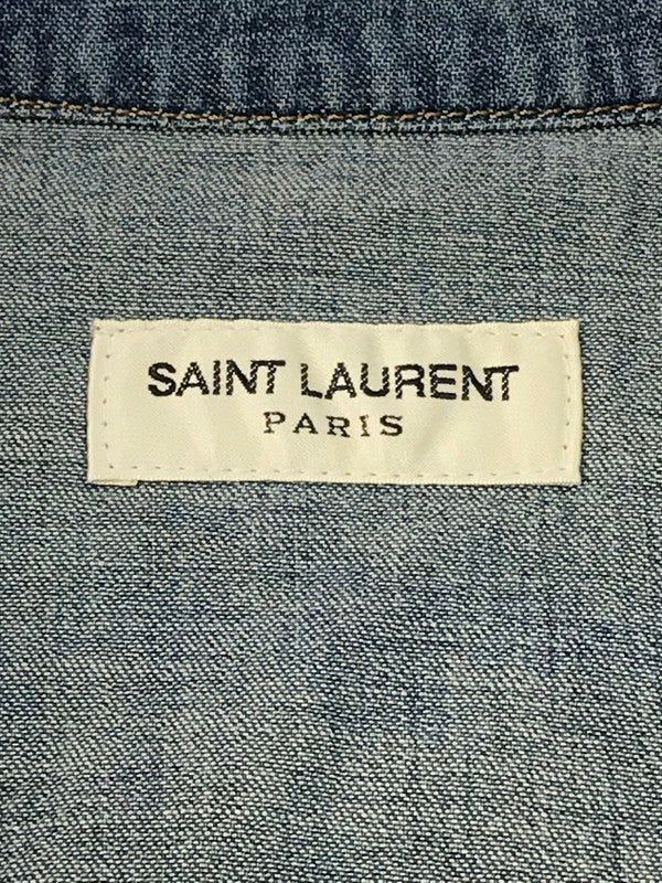 【中古品】【メンズ】 SAINT LAURENT サンローラン DENIM WESTERN SHIRT デニムウエスタンシャツ 長袖 トップス 141-250106-mo-11-tag サイズ：L カラー：ブルー 万代Net店