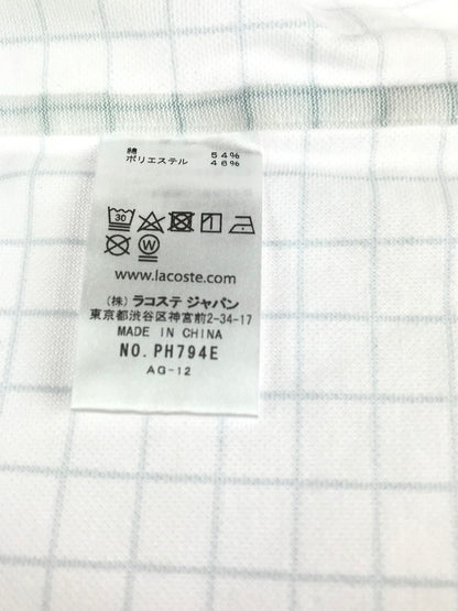 【中古美品】【メンズ】 LACOSTE ラコステ SLIM FIT CHECK SHIRT PH794E スリムフィット チェックシャツ 半袖シャツ トップス 147-241126-yk-13-tag サイズ：XL カラー：ホワイト/ライトブルー 万代Net店