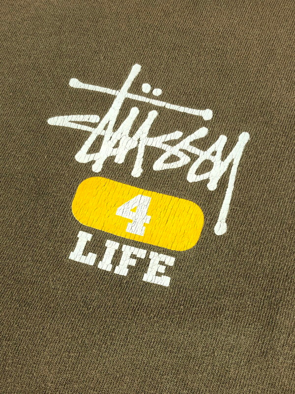 【現状渡し品】【メンズ】 STUSSY ステューシー OLD STUSSY S/S 4 LIFE TEE ショートスリーブ ロゴTシャツ 半袖Tシャツ 白タグ 142-241123-hi-14-tag サイズ：M カラー：カーキ 万代Net店