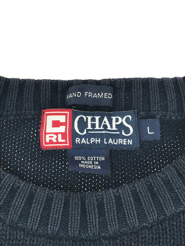 【中古品】【メンズ】  CHAPS RALPH LAUREN チャップスラルフローレン 90’S 星条旗柄 コットンニット セーター 146-241203-na-11-tag サイズ：L カラー：ネイビー 万代Net店