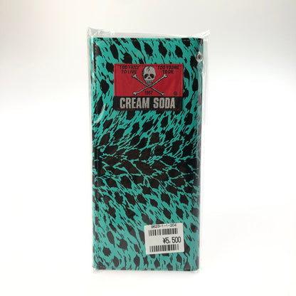 【中古美品】【メンズ】 CREAM SODA クリームソーダ CS サイフ ヒョウ柄 ロングウォレット 牛革 日本製 二つ折り 長財布 201-250307-yk-13-tag カラー：MINTBLUE 万代Net店